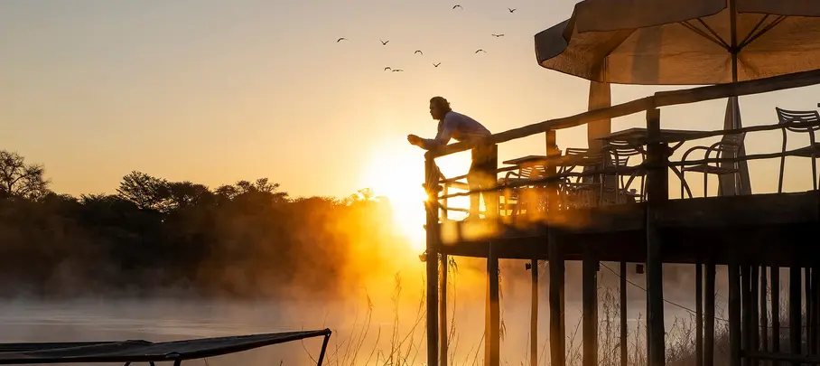 Zonsondergang bij Hakusembe River Lodge
