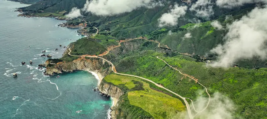 Uitzicht op Carmel-by-the-Sea, Highway 1