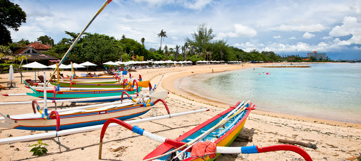 Traditionele vissersboten in Sanur