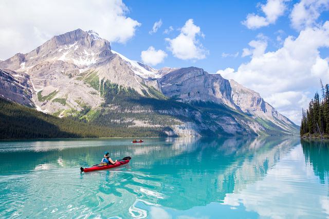 Kajakken op Maligne Lake (Jasper National Park)