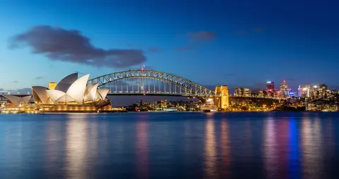 Sydney Skyline in de avond