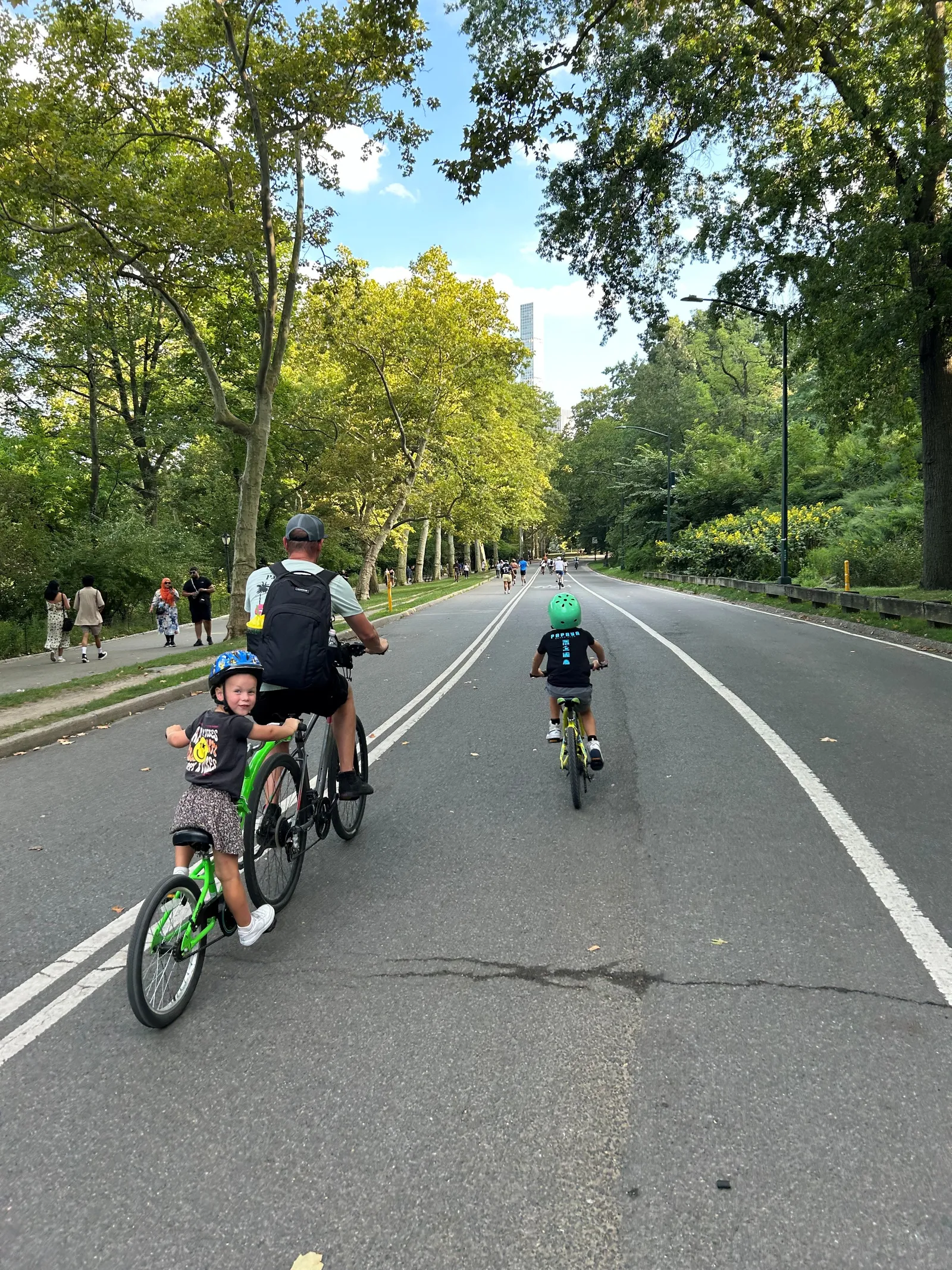 Familie voor New York, Central Park, fietsen