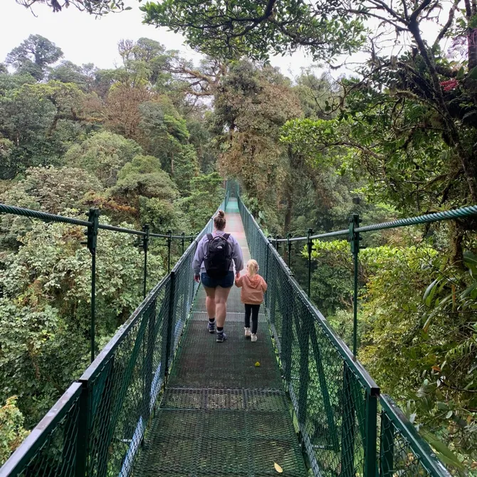 Wandelen over hangbruggen in Monteverde
