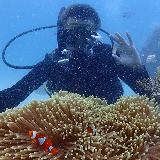 Sjaak in de Great Barrier Reef