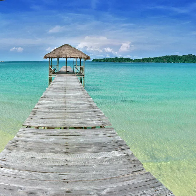 Zandstrand van Koh Rong, Cambodja