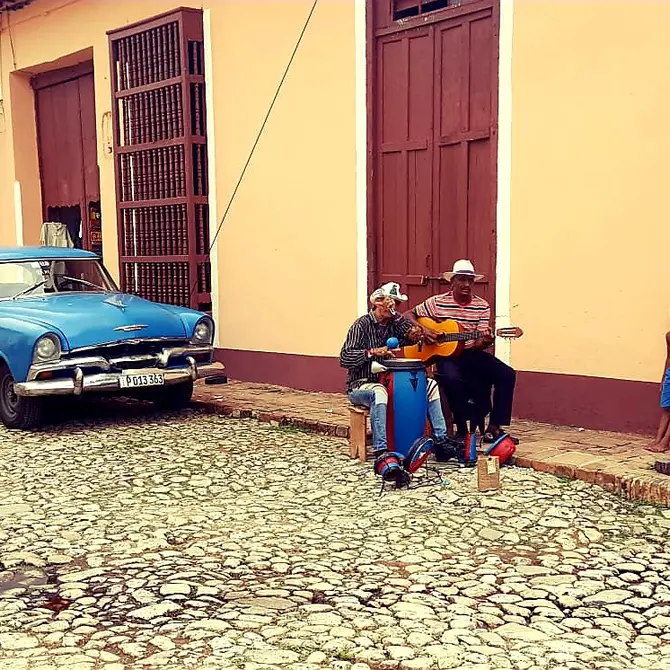 Straatmuzikanten in Trinidad