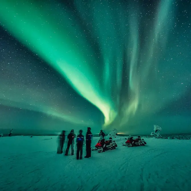 Sneeuwscootertocht en het noorderlicht, Lapland