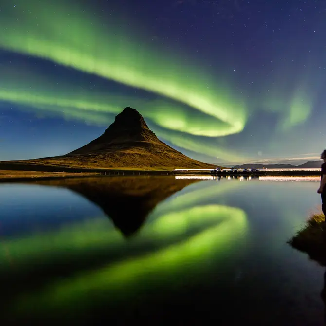 Noorderlicht bij de Kirkjufell