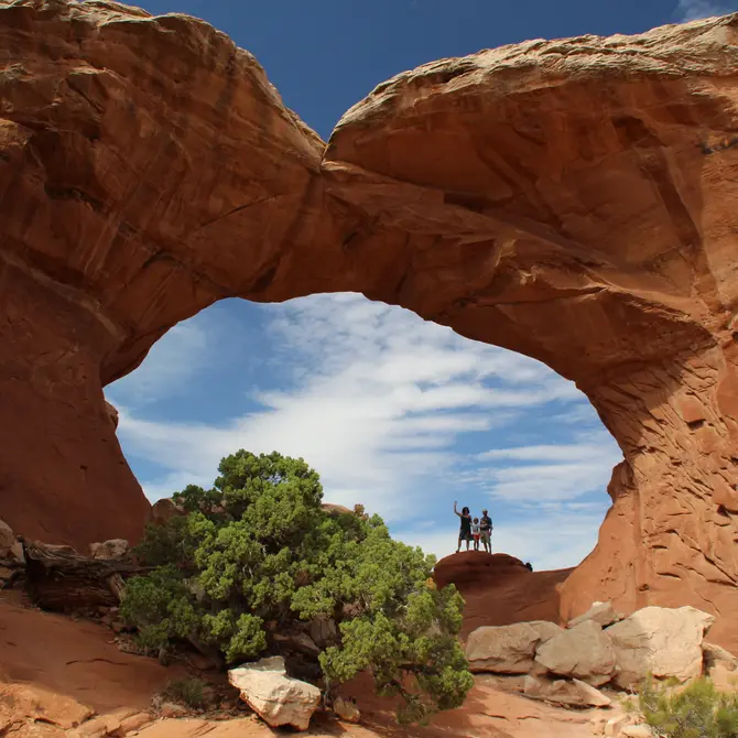 Gezin in het Arches National Park