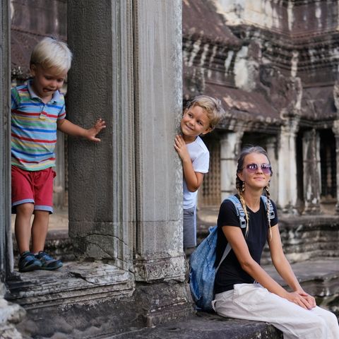 Gezin in Angkor Wat