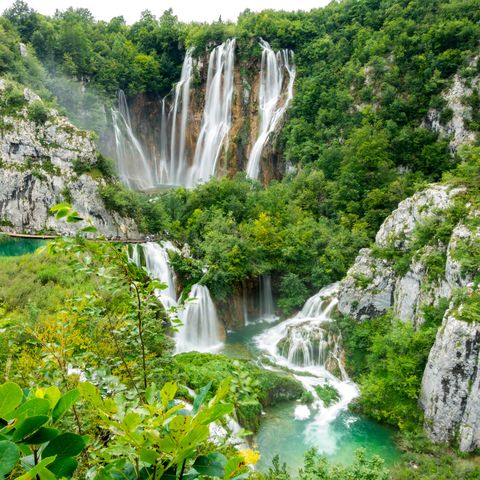 Plitvice National Park merengebied en watervallen van bovenaf