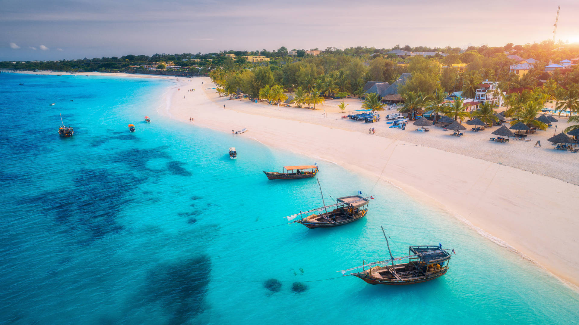 Vissersboten in Zanzibar