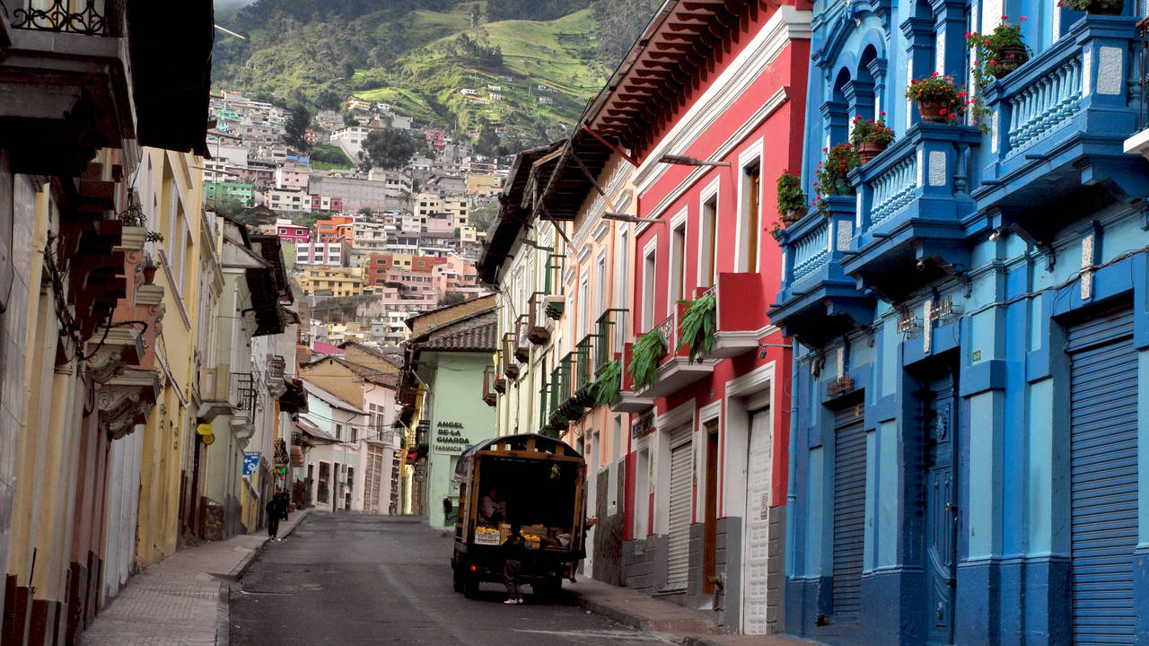 Straatbeeld in Quito