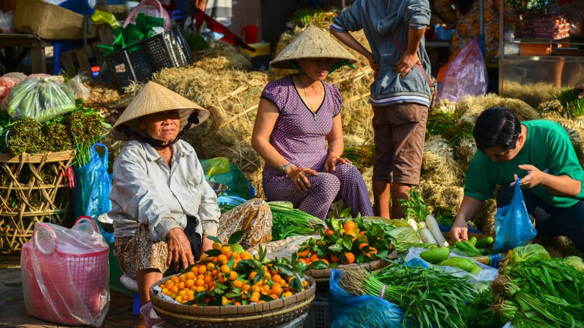 Drijvende markt in Vietnam