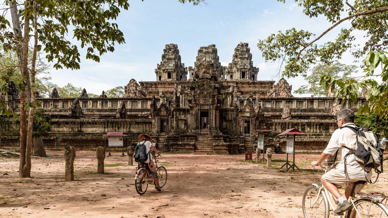 Op de fiets door Angkor Wat, Cambodja