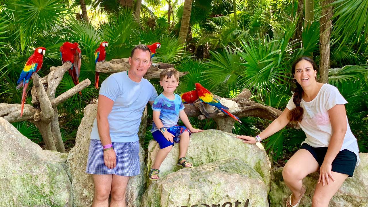 Gezin bij Playa del Carmen