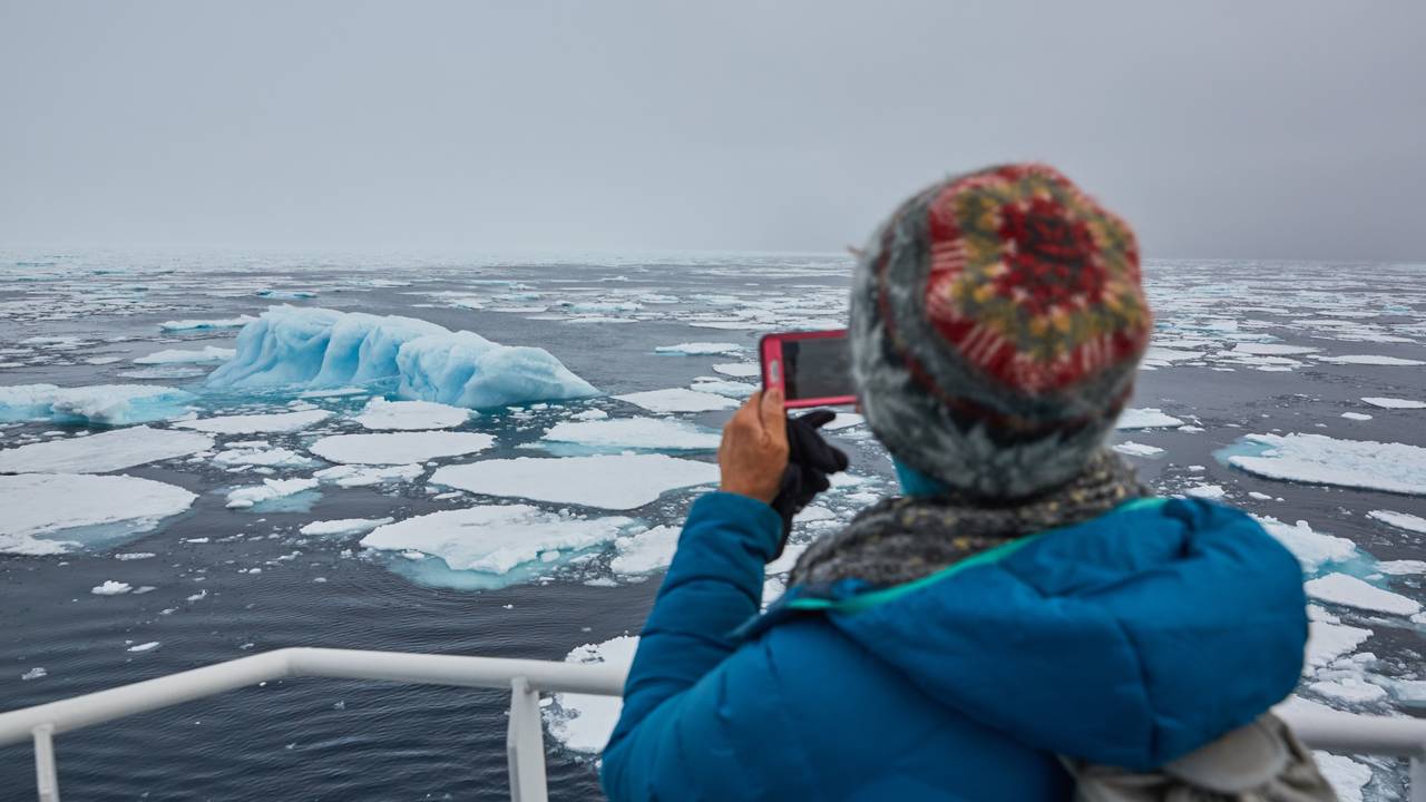 Uitzicht op de ijsschotsen