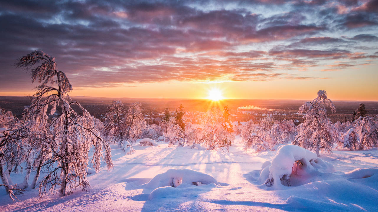 Zonsondergang Zweeds Lapland
