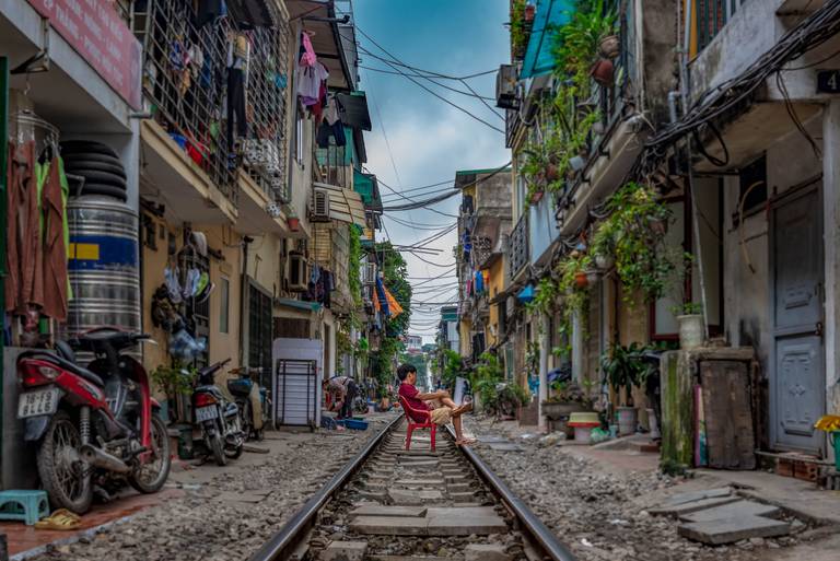 Treinspoor door Hanoi