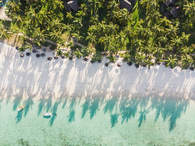 Het strand van Flic & Flac op Mauritius